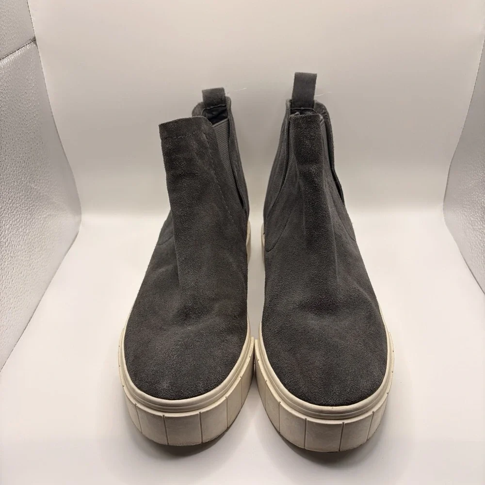 Dolce Vita Zable Womens 9 Gray Suede Leather Chelsea Platform Boots